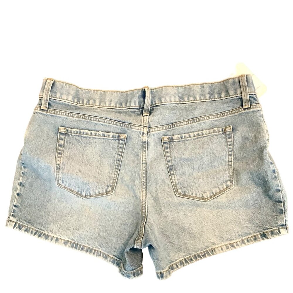 Isabel Maternity Side Panel Midi Maternity Jean Shorts Size 12/31 Under Belly - Picture 6 of 12